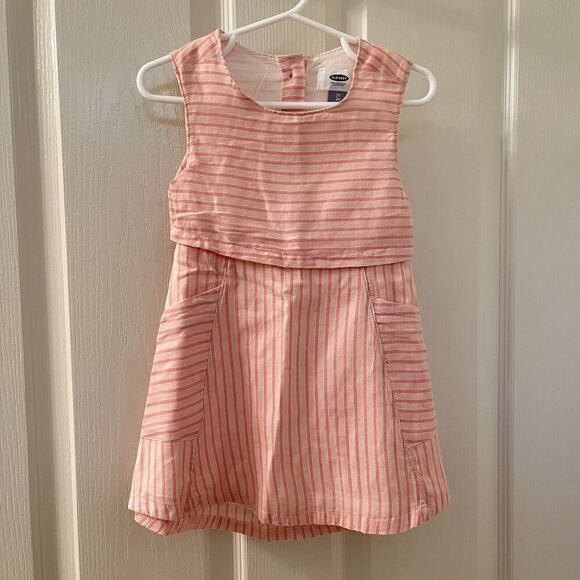 Old Navy Girls Pink Striped Open Back Dress Pockets Cotton Girls Size 2T NWT - Picture 1 of 12